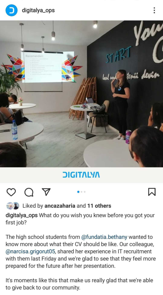 Our HR presents to the team in the office.